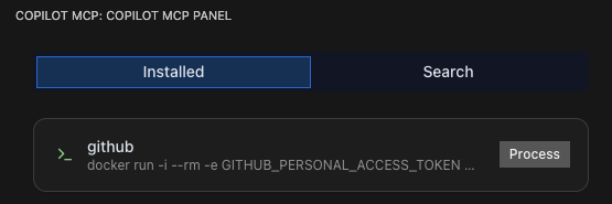 VS Code での GitHub MCP 拡張機能の表示